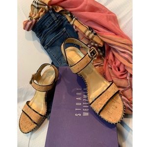 Stuart Weitzman cork wedge platform sandals